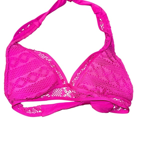 BECCA Bright Pink Lace Bikini Top - Picture 2 of 4